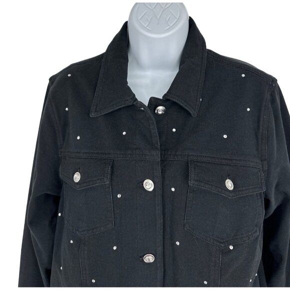 Quacker Factory Rhinestone Embellished Trucker Jacket Size M - Picture 3 of 9